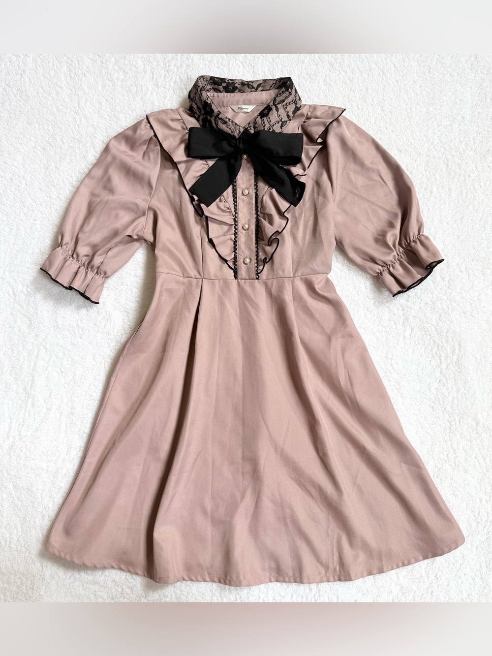 Jirai Kei Ryosan Lolita Bow Lace Tops Japan Black Dress Gothic Cape Women M